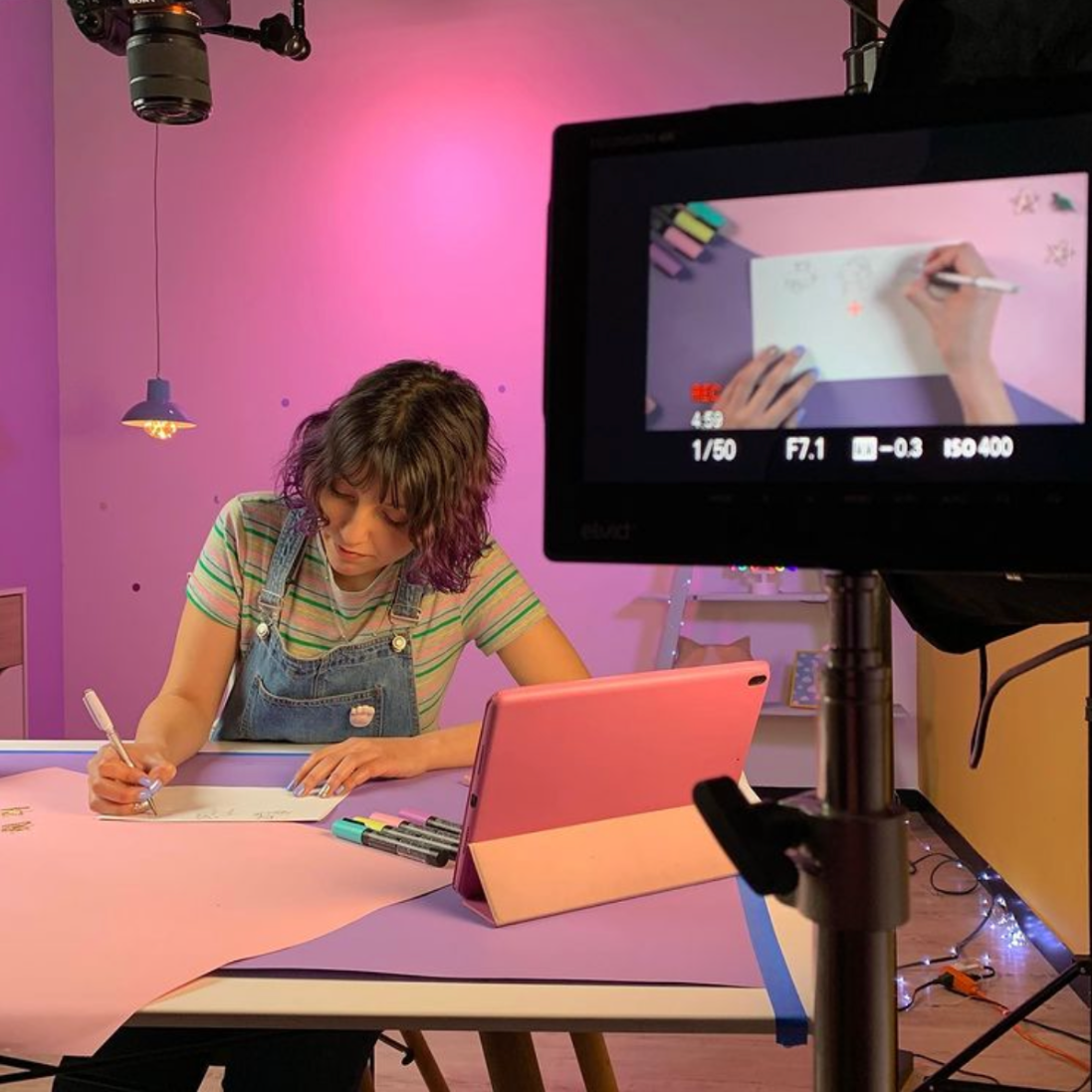 Paula recording the Kawaii Illustration Techniques class